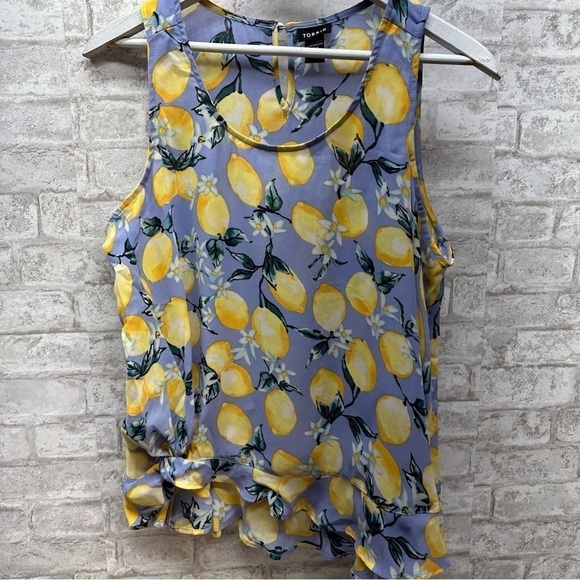 TORRID novelty lemon print blouse women’s size 10 (00) sleeveless chic - Picture 3 of 5
